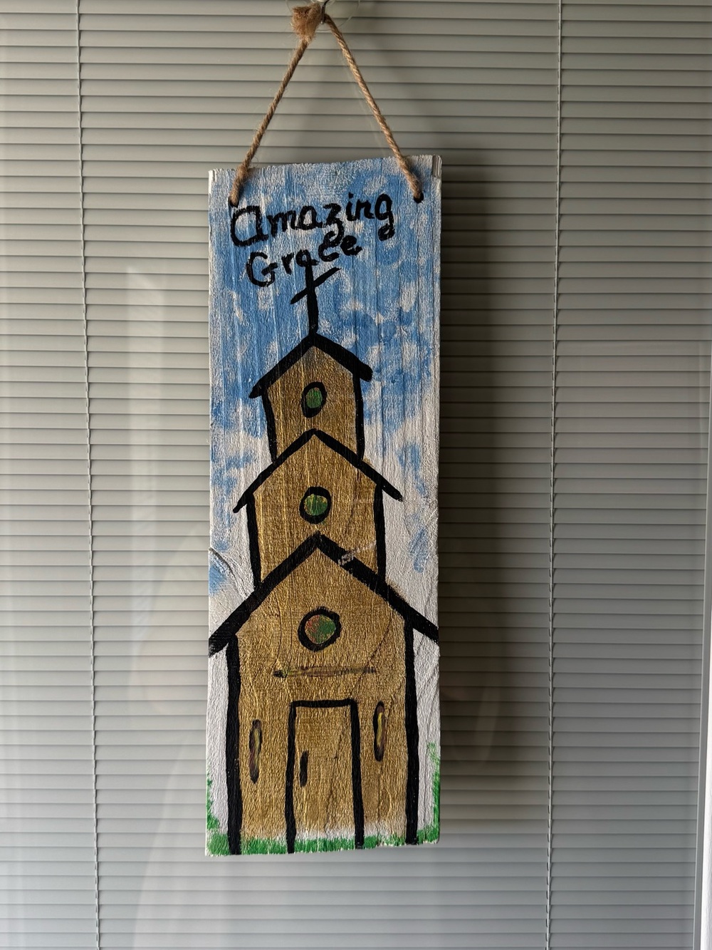 Amazing Grace Blue & Gold Church Wall Plaque